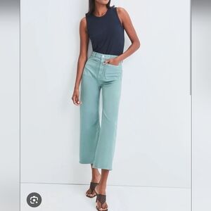 Veronica Beard Grant Wide Leg Pants Extra HIGH Rise Size 30 Seaglass Green